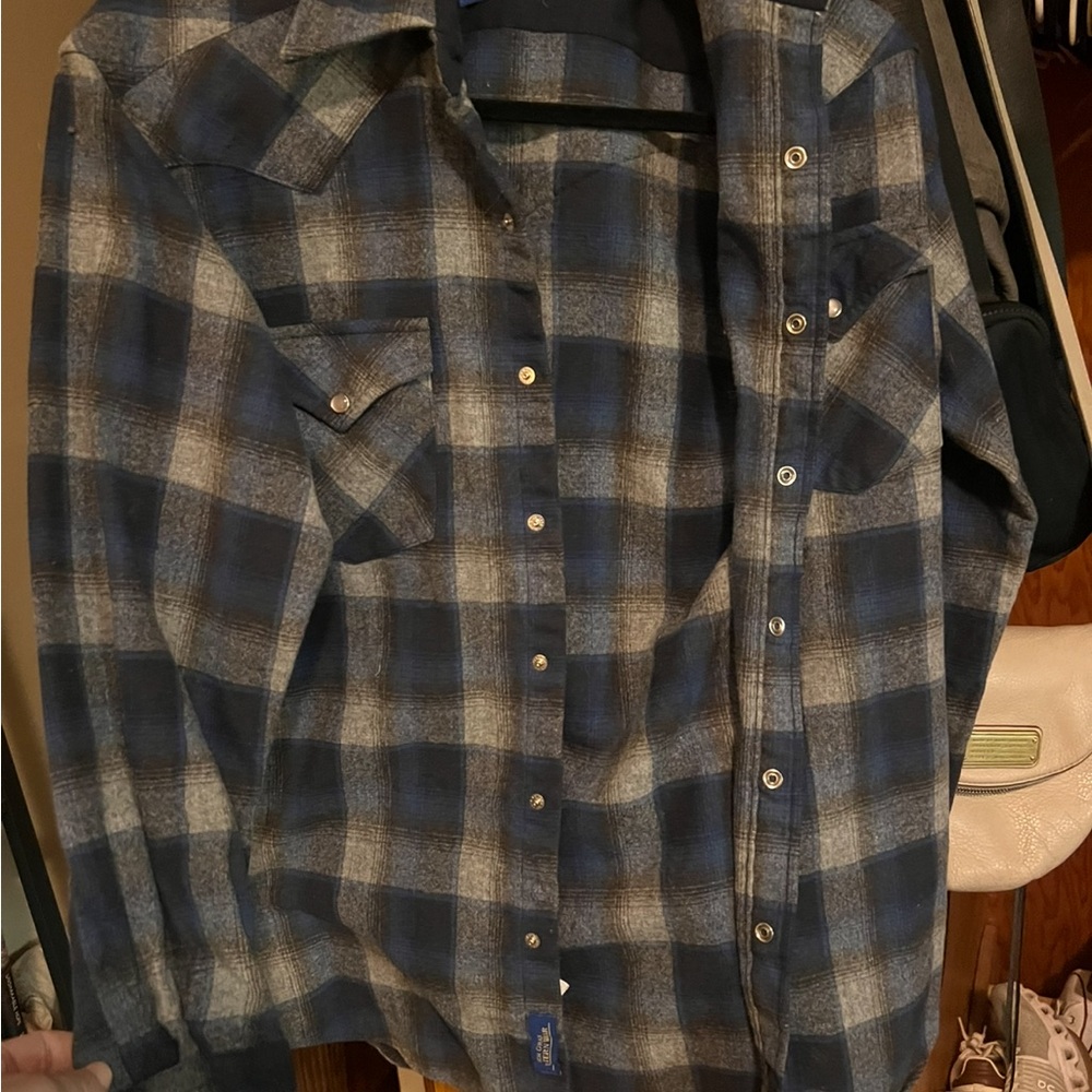 Pendleton Blue and Gray Wool Flannel Size S